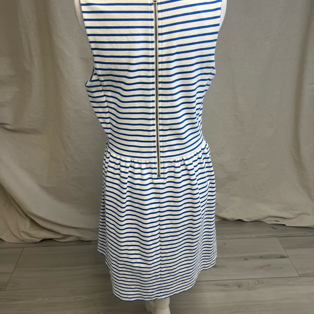 J. Crew Blue & White Striped Dress  Sleeveless Summer Fit & Flare Sz M Nautical - Picture 4 of 7